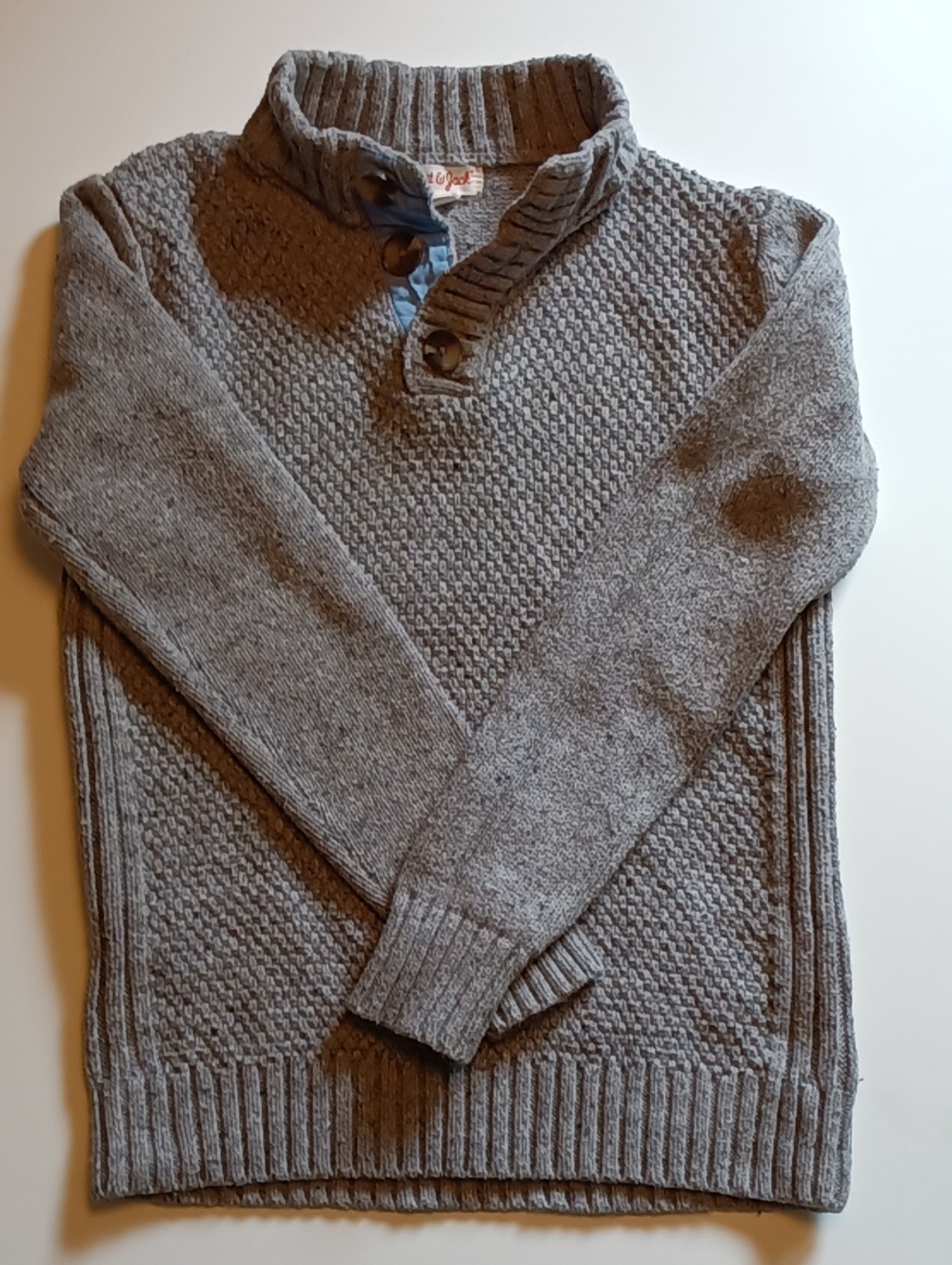 Boys Medium 8/10 Cat &Jack Gray Knit Shawl-Collar Sweater